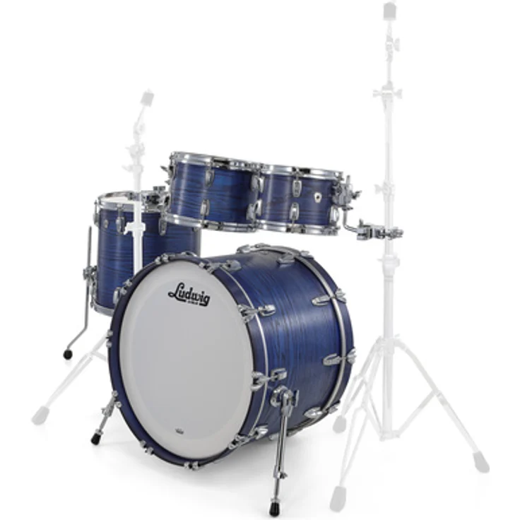 Ludwig Classic Oak Studio 22 Schlagzeug Set, 5-lagiger Kessel mit Eichen- und Ahornkern, Farbe: Blue Burst, inkl. 22" Bass Drum und 3 Toms