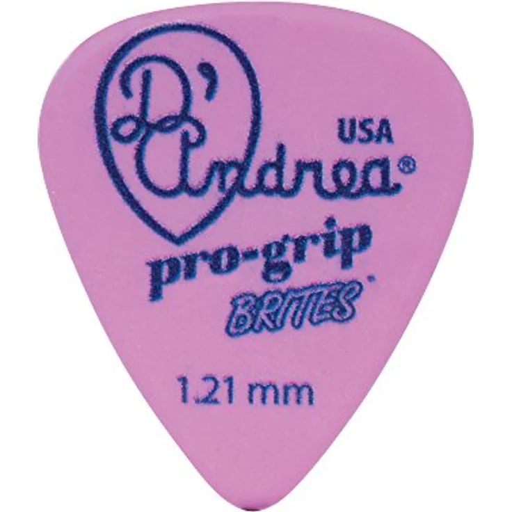 dAndrea Pro-Grip Brites Picks 1,21 mm, rutschfeste Plektren im 12er Pack, violett – Bild 1