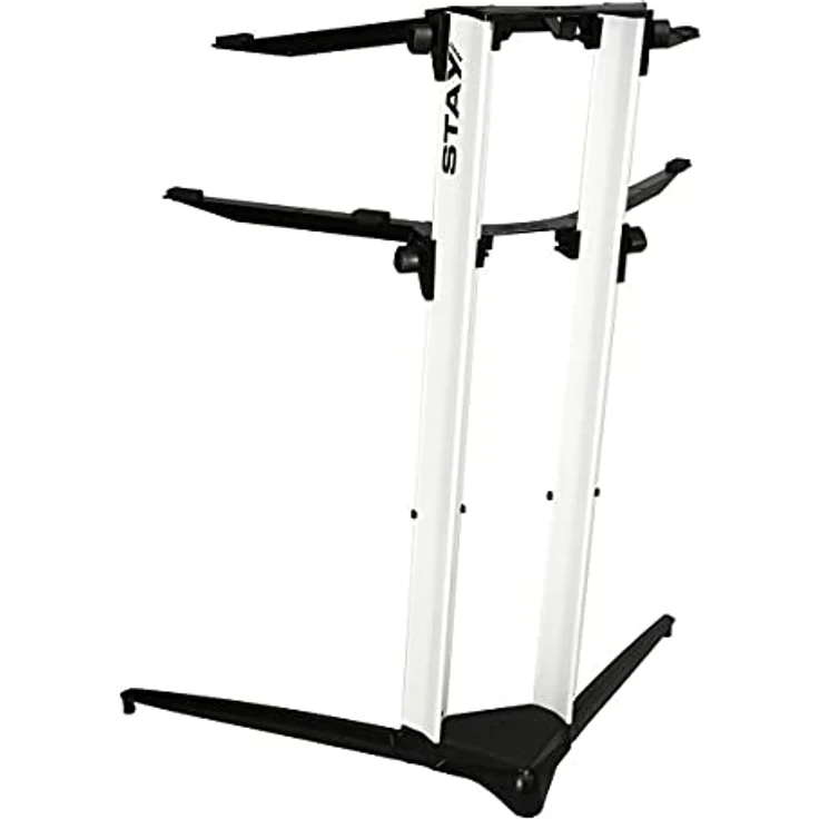 STAY MUSIC Set 3 2-lagig, Höhenverstellbarer Klavierständer aus Aluminium, weiß, maximal 65 kg pro Ebene, 6,9 kg leicht – Bild 2
