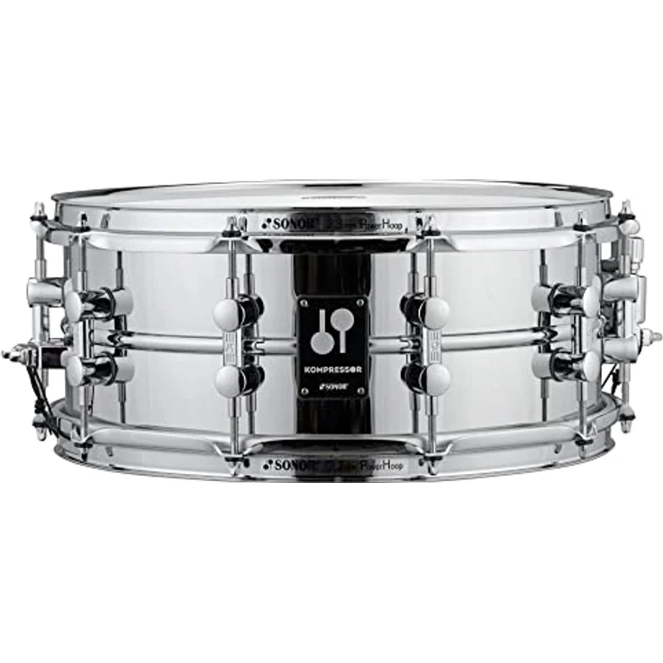 Sonor 14"x5,75" Kompressor Steel Snare Drum, 1mm geschweißter Stahlkessel, verchromte Oberfläche, chrom Hardware, TuneSafe Komponenten, Remo USA Snare Felle – Bild 2