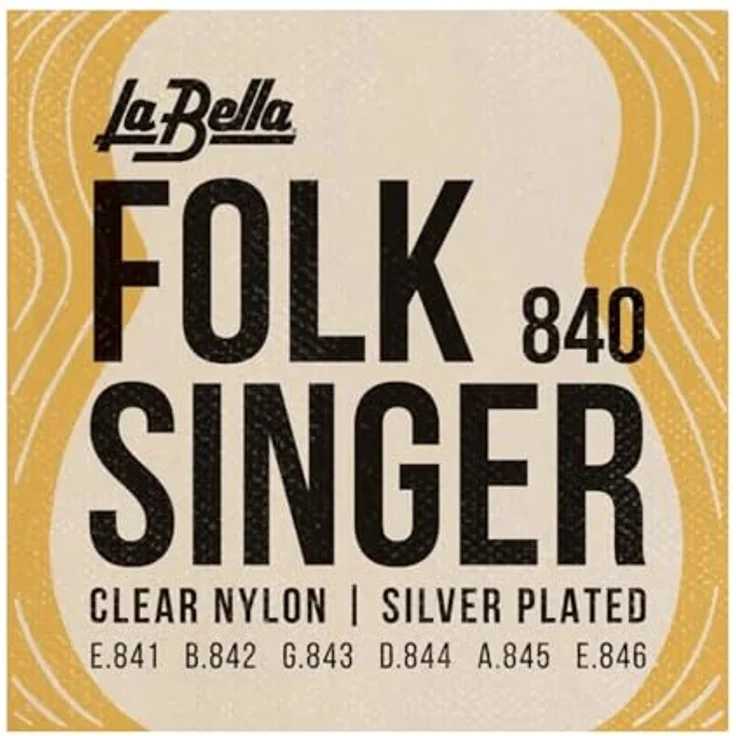 La Bella 840 Foilk Singer, Gitarrensaiten für Konzertgitarre, Medium Tension, Nylon und Silver Plated Bass, Ball End, Made in USA – Bild 2