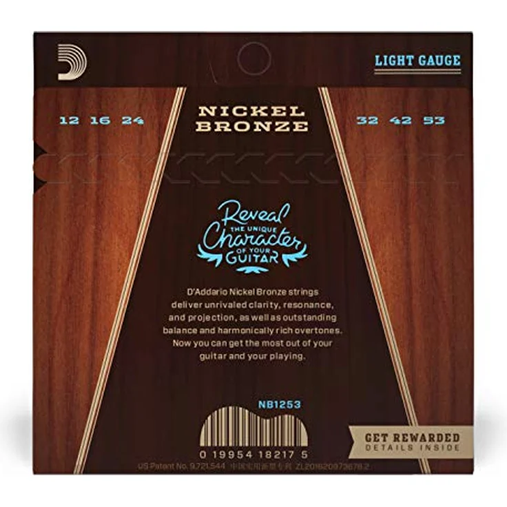 D'Addario NB1253 Nickel Bronze Akustikgitarre Saiten, Light 12-53, für Westerngitarren – Bild 2