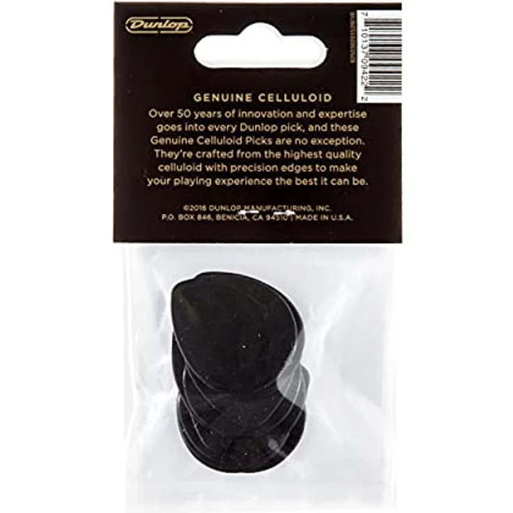 Dunlop Celluloid Teardrop Medium Plektren, 12 Stück, Schwarz, 0,80 mm Stärke, warmer Klang, abgerundete Kanten – Bild 5