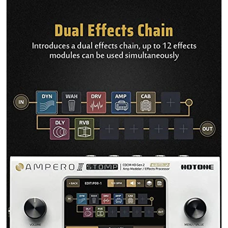 HOTONE Gitarren-Multieffekt-Prozessor, Multi-Effektpedal mit Touchscreen, Dual-Effektkette, 300 Effekte und IR-Lader, inklusive 10 zusätzlichen Voreinstellungen – Bild 4