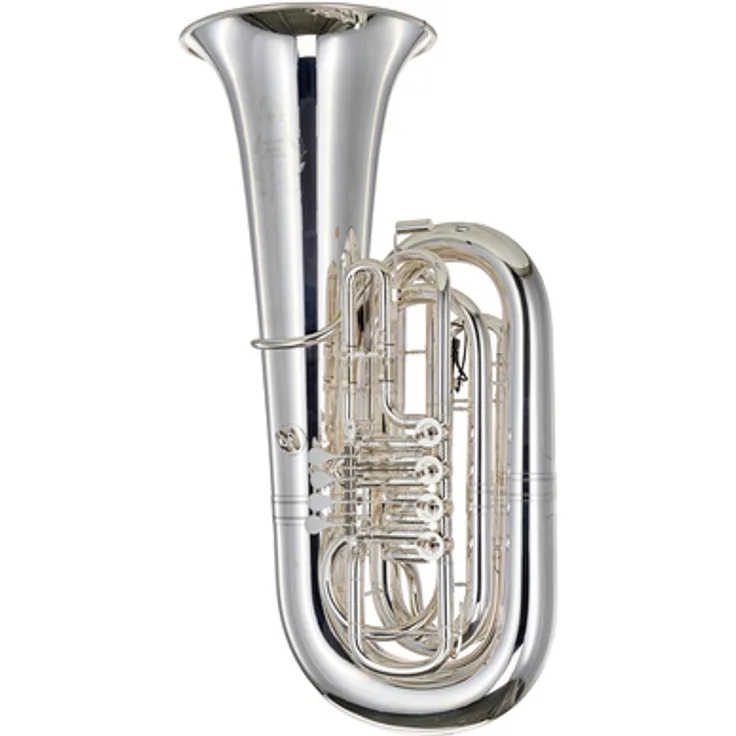 Melton 197/2-S "Original" Bb-Tuba, Messing mit versilbertem Finish, 5/4 Größe, 4 Drehventile, inkl. Mundstück und Gigbag
