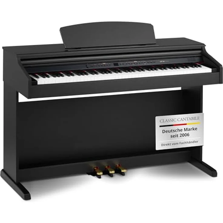 Classic Cantabile DP-50 E-Piano - Digital Piano mit 88 gewichteten Hammermechanik-Tasten, 14 Voices, 3 Pedalen, USB und 2 Kopfhöreranschlüssen - Schwarz matt – Bild 1