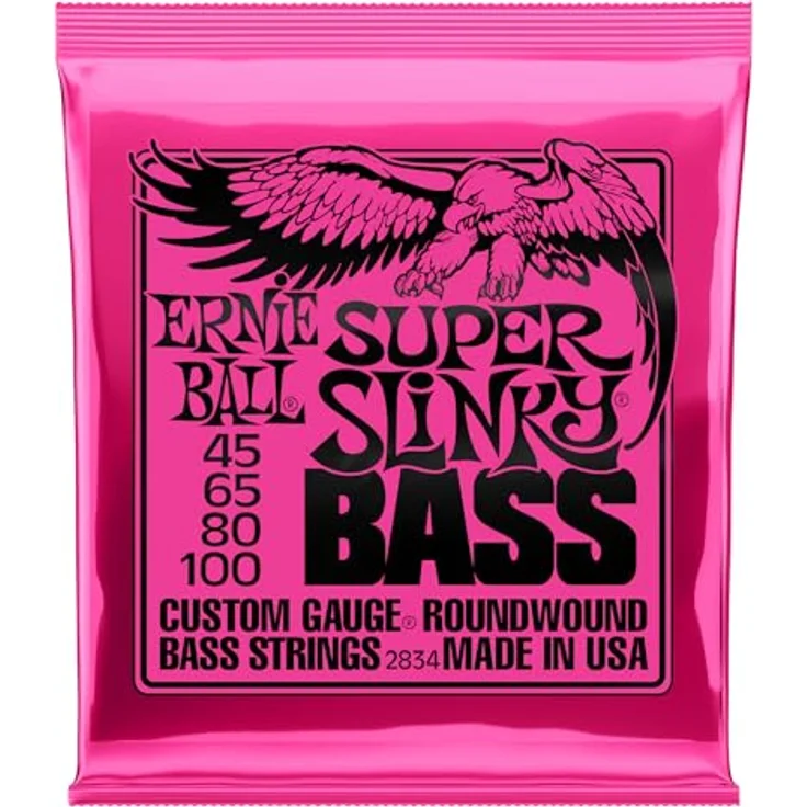 Ernie Ball Super Slinky E-Bass-Saiten, Stärke 45-100, Nickel Wound, ausgeglichener Ton, Made in USA – Bild 1