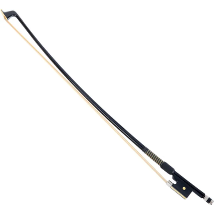 P&H Violin Bow Fiberglass 1/8 BK, Geigenbogen mit echtem Rosshaarbezug und Abalone Inlay, schwarz