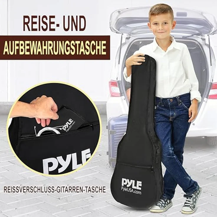 Pyle 1/2 Akustik Gitarre mit Tonabnehmer, robustes Lindenholz, Red-Burst-Finish, komplettes Gitarren-Set mit Tuner und Zubehör für Anfänger und Kinder – Bild 3