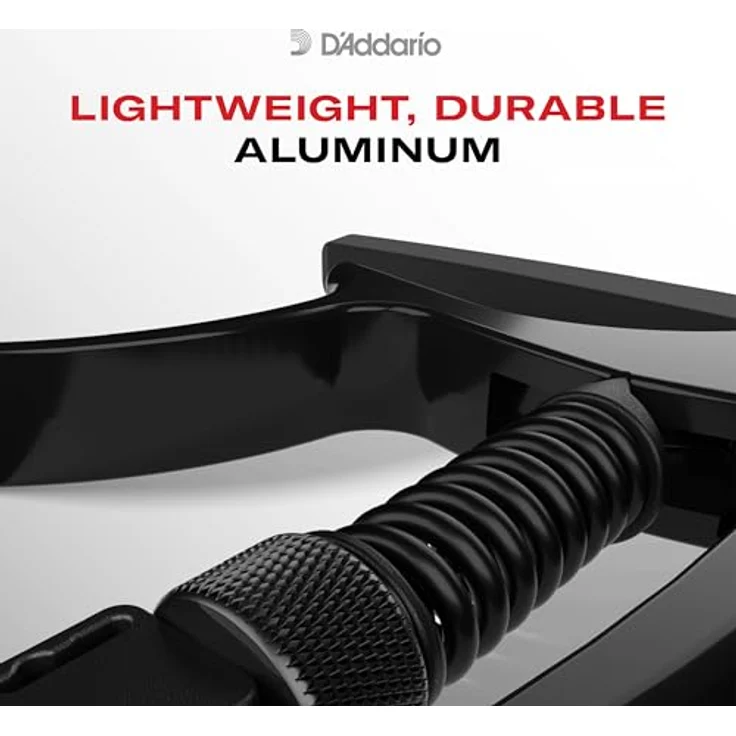 Daddario Capo Tri-Action PW-CP-09, ultraleichter Aluminium Kapodaster für Western- und E-Gitarren, Ein-Hand-Bedienung, inkl. Plektrenhalter, schwarz – Bild 5