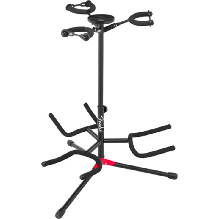 Fender Adjustable Cradle Stand 3-Gtr, Gitarrenständer für bis zu 3 Instrumente, höhenverstellbare Halsgabel, stabile Metallkonstruktion, schwarz