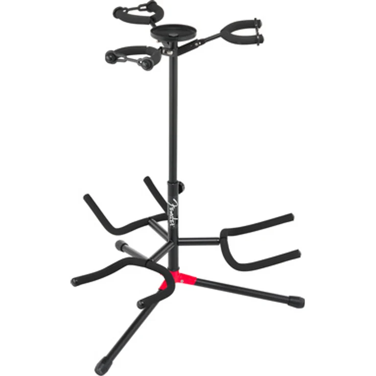 Fender Adjustable Cradle Stand 3-Gtr, Gitarrenständer für bis zu 3 Instrumente, höhenverstellbare Halsgabel, stabile Metallkonstruktion, schwarz