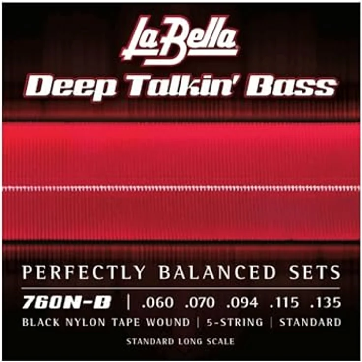 La Bella 760N-B Black Nylon Bass, 060/135 für Fretless-Bässe, schwarz, Edelstahl, hergestellt in den Vereinigten Staaten – Bild 1