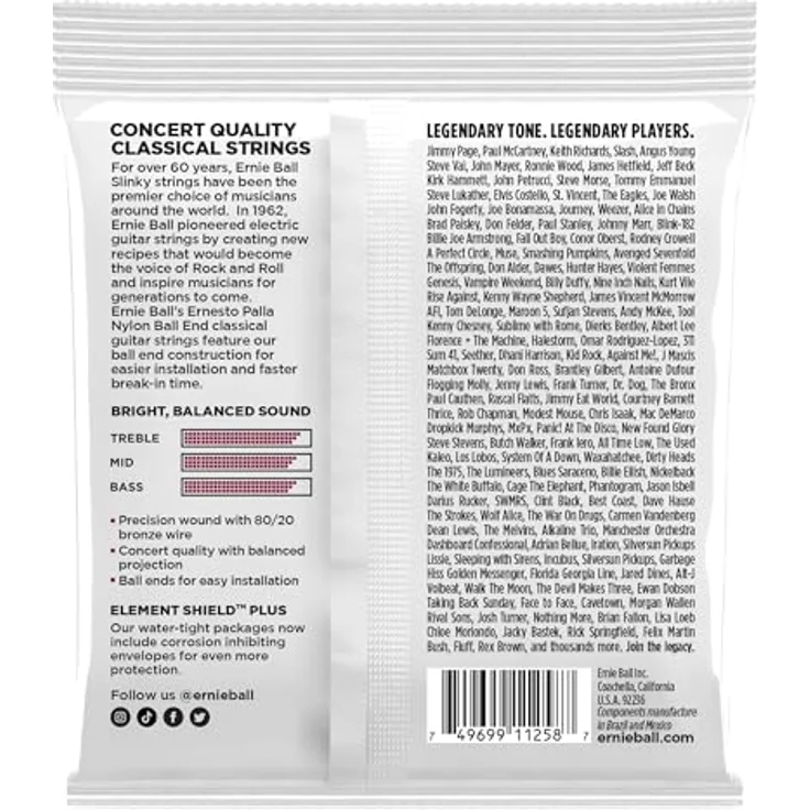 Ernie Ball Ernesto Palla klassische Gitarrensaiten, Nylon mit Kugelenden, Schwarz und Gold - 3er-Pack, mittlere Spannung, gewickelte Bässe mit 80/20 Bronze – Bild 2