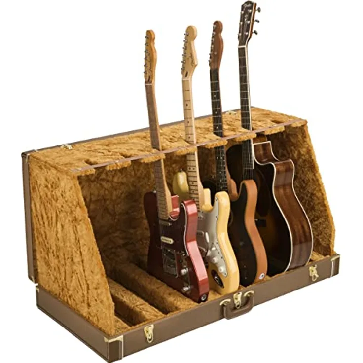 Fender Classic Series Case Stand 7 BR, Aufklappbarer Gitarrenständer für bis zu sieben Instrumente, braun