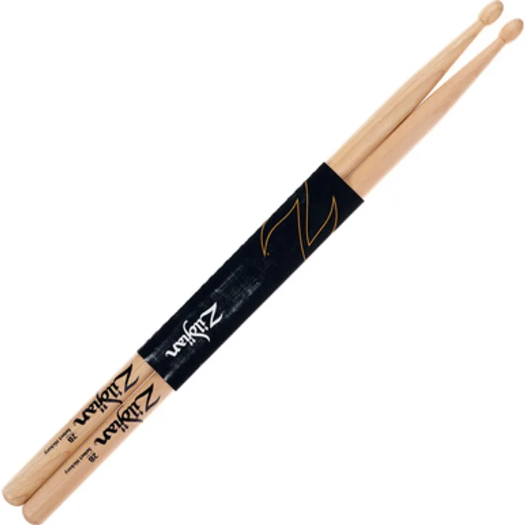 Zildjian 2B Hickory Sticks, Drumsticks aus Hickory mit ovalem Holz-Kopf, Natural Finish, 406mm Länge, 15,9mm Durchmesser