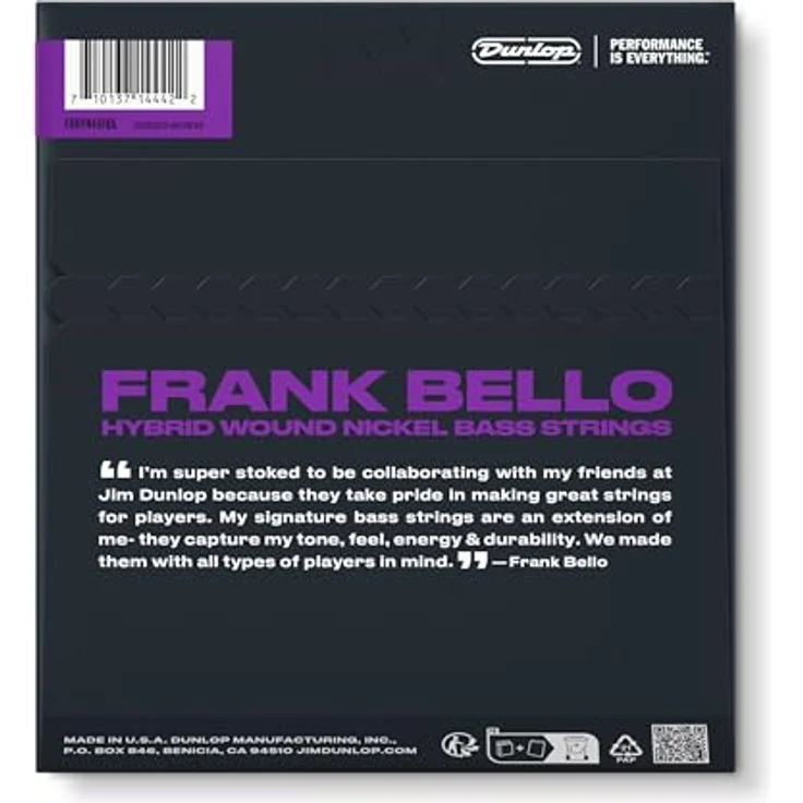 Dunlop Frank Bello Bass Set 45-105 L, Hybrid Wound Nickel & Steel E-Bass Saiten für 4-saitige Instrumente, Long Scale – Bild 7