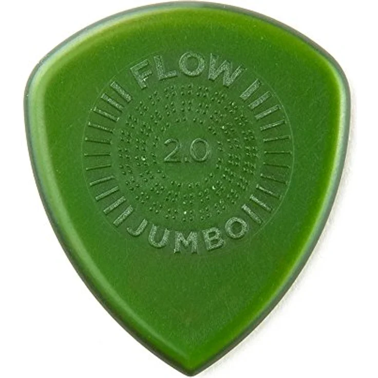 Jim Dunlop Plektrum Flow Jumbo Grip, 2,00mm, 12 Stück, Ultex Material, abgeschrägte Kante für schnelles Saitenlösen