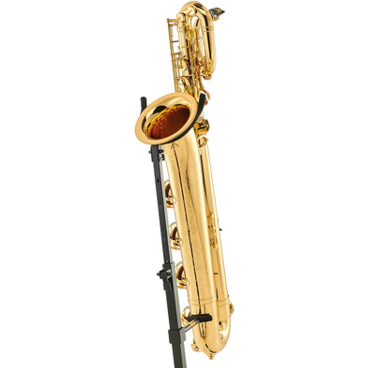Yamaha YBS-82 Baritonsaxophon, Custom Serie mit ergonomischer Klappenanordnung, Messing goldlackiert, inklusive 5CM-Mundstück und Koffer mit Rollen