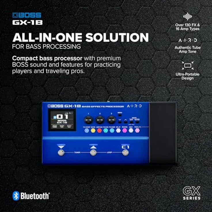 Boss GX-1B Bass Effects Processor, Multi-Effektpedal für E-Bass mit 130 Effekten und Bluetooth Audio, kompaktes Design – Bild 2