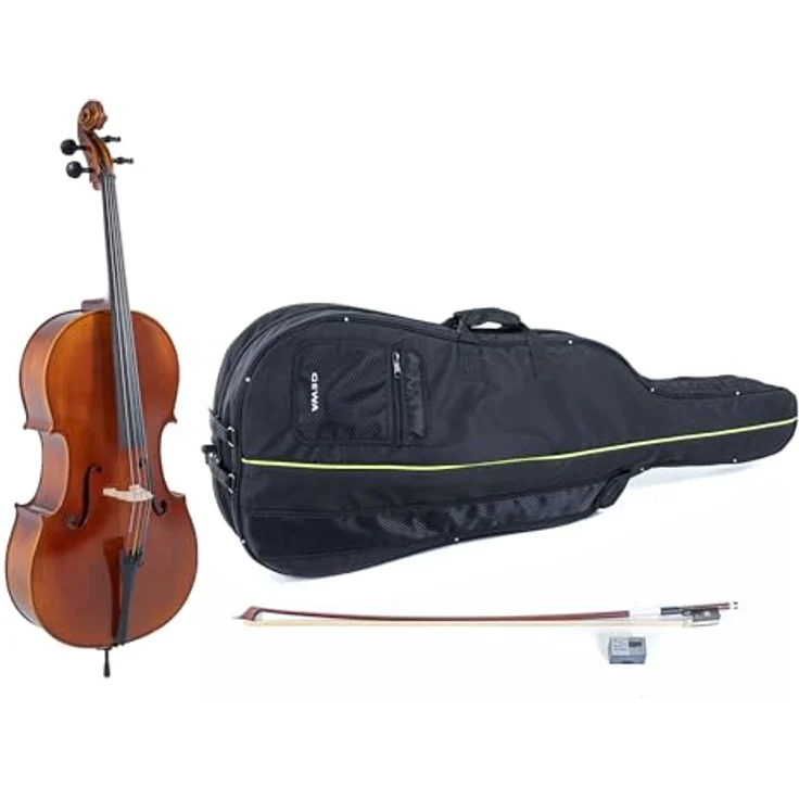 Gewa Allegro VC1 Cello Set 7/8 MB, vollmassives Cello aus europäischen Tonhölzern, braun-bernsteinfarbener Naturharzlack, inklusive Massaranduba Bogen und Cellotasche mit Rucksackriemen – Bild 1