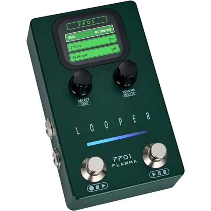 Flamma FF01 Looper, Stereo-Looper mit 40 Speicherplätzen und 150 Minuten Gesamtspielzeit, inkl. USB-C-Anschluss und Netzadapter