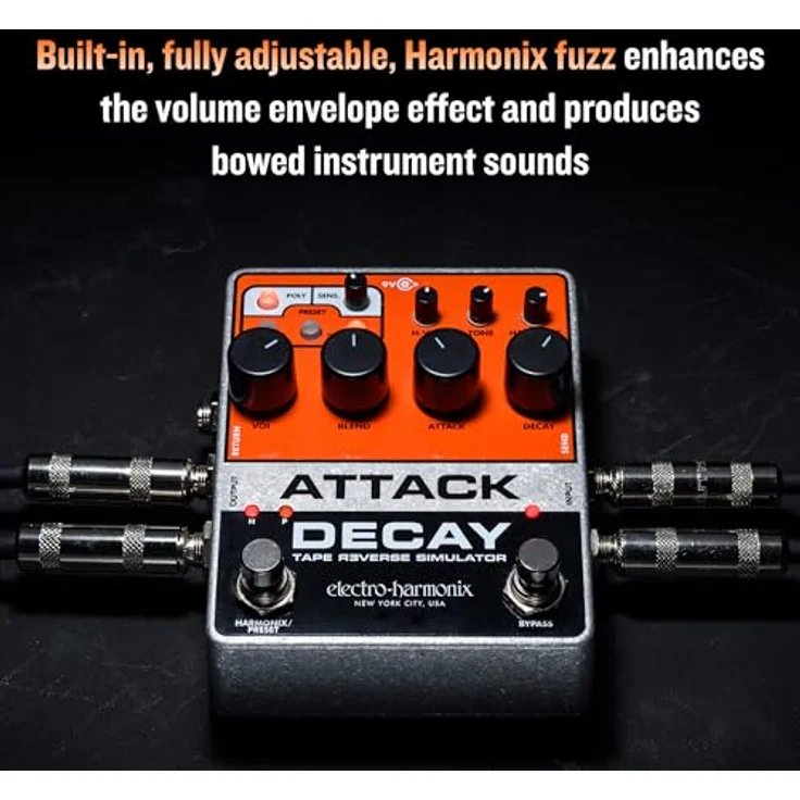 Electro Harmonix Attack Decay Tape Reverse Sim, Delay-Pedal für E-Gitarre mit Poly Mode, Harmonix Fuzz und 3 speicherbaren Presets – Bild 7