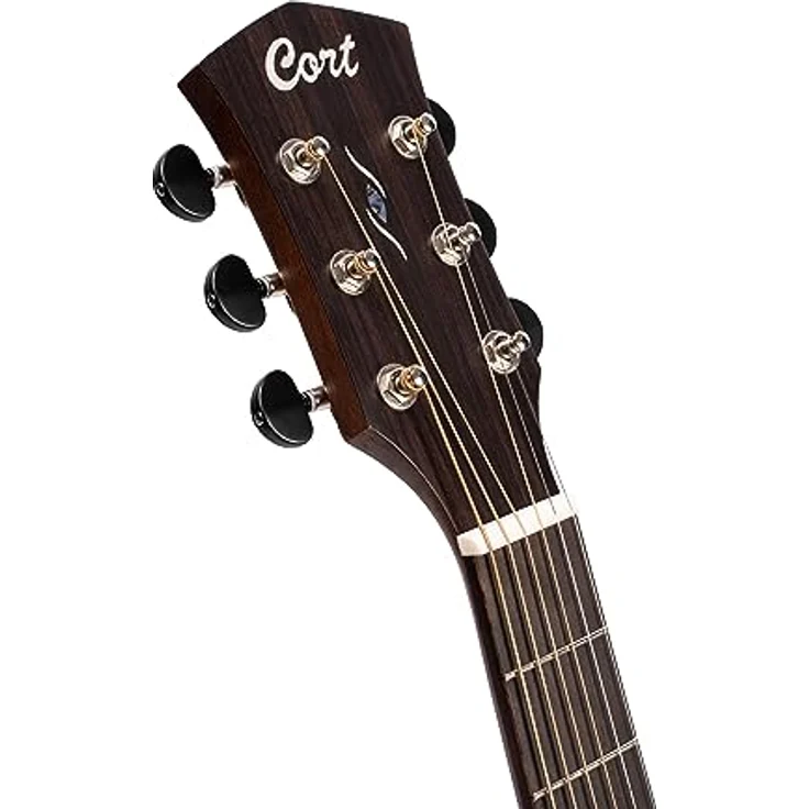 Cort Core-OC SP, Westerngitarre mit massiver Sitka-Fichtendecke, Mahagoni Boden, Ovangkol Griffbrett, Transparent Black – Bild 7