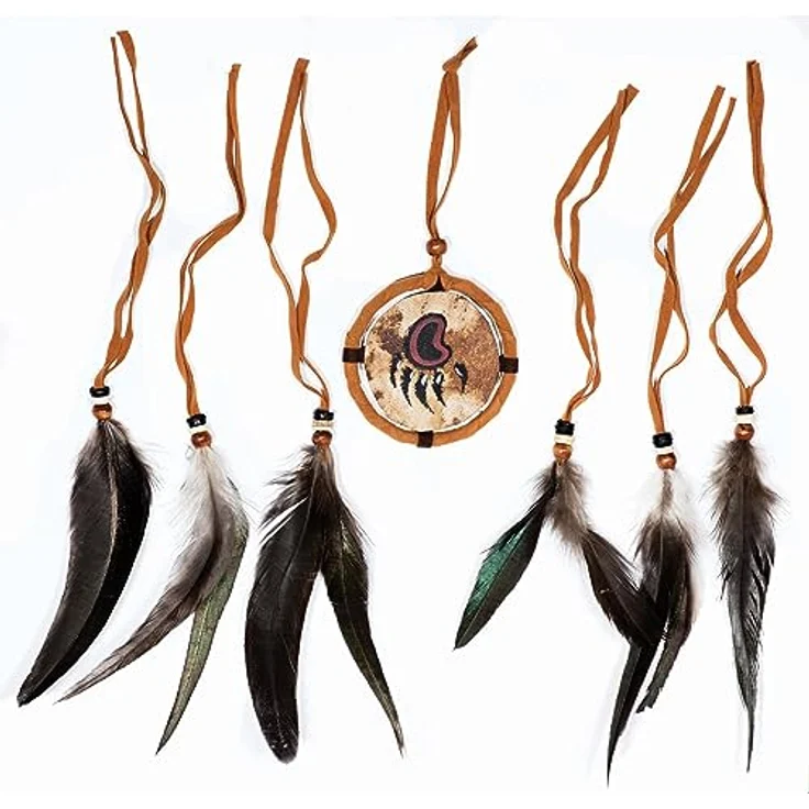 Terre Shaman Drum Saami Style 50, runde Schamanentrommel mit Ziegenfell und Mahagoni-Rahmen, Durchmesser 50 cm, inkl. Stock und Federn – Bild 3