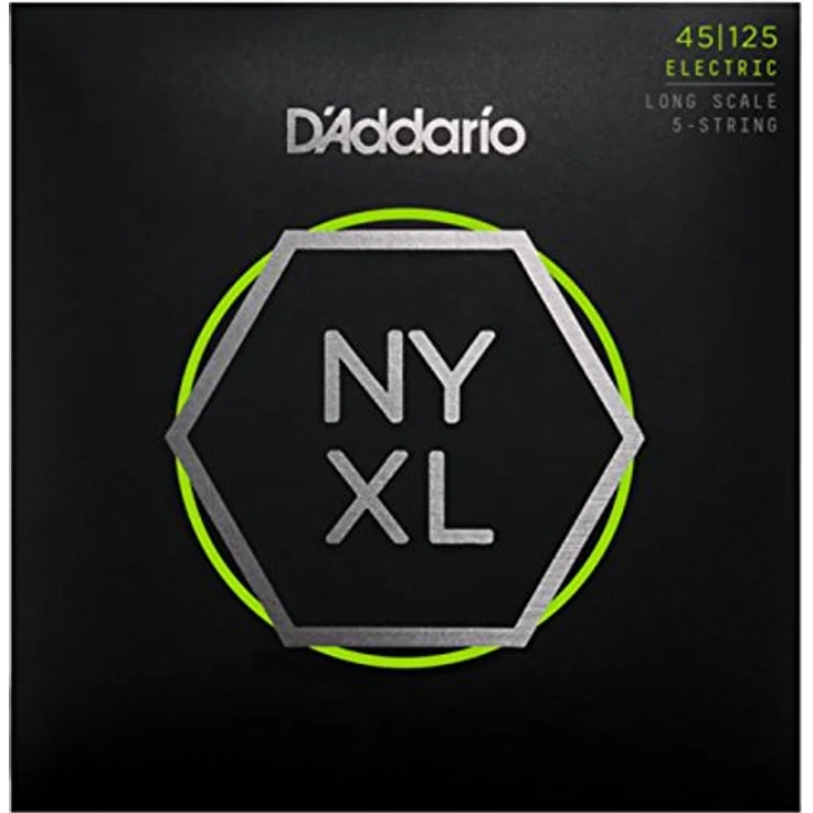 D'Addario NYXL45125 E Bass Gitarrensaiten, Nickel Wound, langlebig und stimmstabil, 45-125, für lange Mensur Bassgitarre – Bild 1