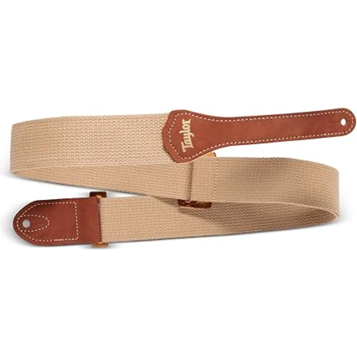 Taylor GS Mini Strap Tan, Gitarrengurt aus Baumwolle mit Wildlederenden, 50,8 mm breit, 110-132 cm verstellbar, Farbe: Tan, Made in USA – Bild 3