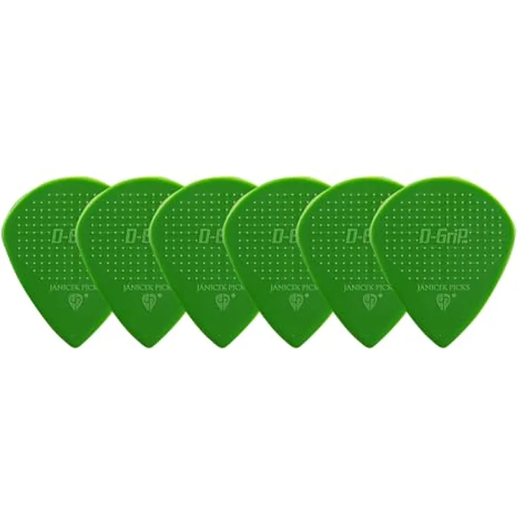 D-Grip Picks Jazz C Nylon Green 1,00mm, Plektrum mit 3D-Grip-Textur, große C-Form, Packung mit 6 Stück