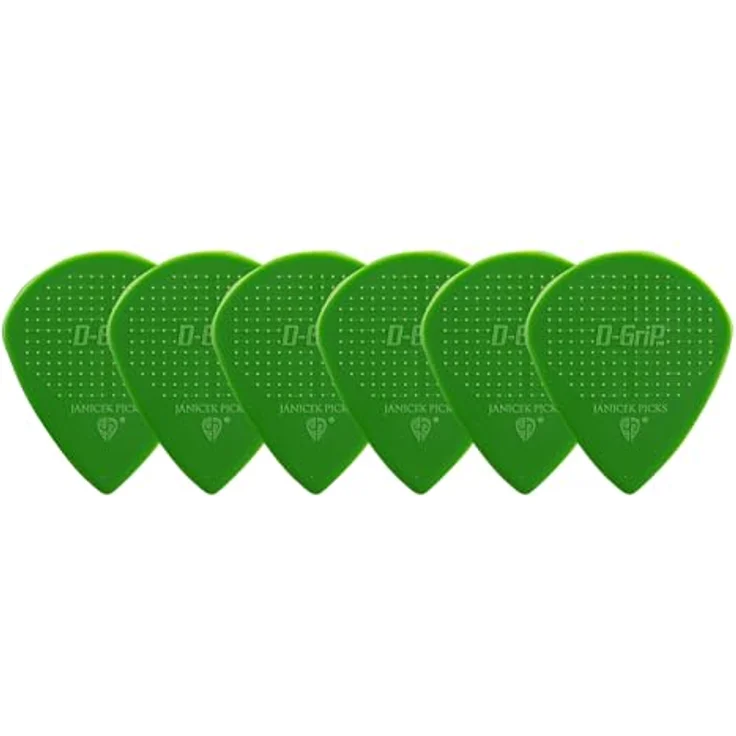 D-Grip Picks Jazz C Nylon Green 1,00mm, Plektrum mit 3D-Grip-Textur, große C-Form, Packung mit 6 Stück – Bild 1