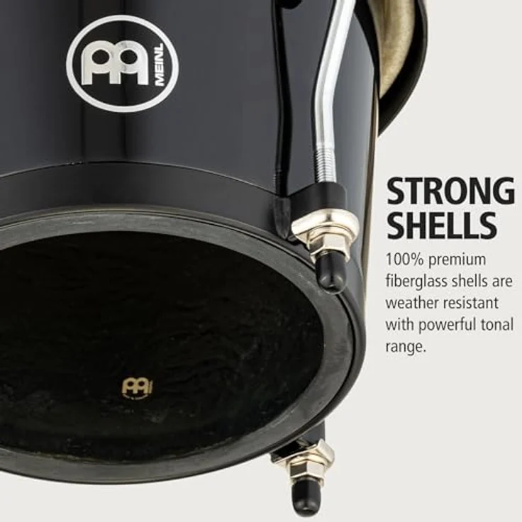Meinl HFB100BK Fiberglas Bongo Set, 6 3/4" Macho & 8" Hembra mit handselektierten Büffelfellen, Schwarz – Bild 2