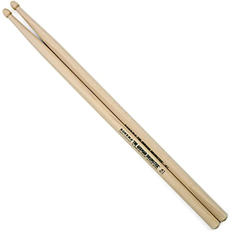 Rohema 7A Hickory Drumstick, natural, unlackiert, Länge 395mm, Durchmesser 13,8mm, Made in Germany