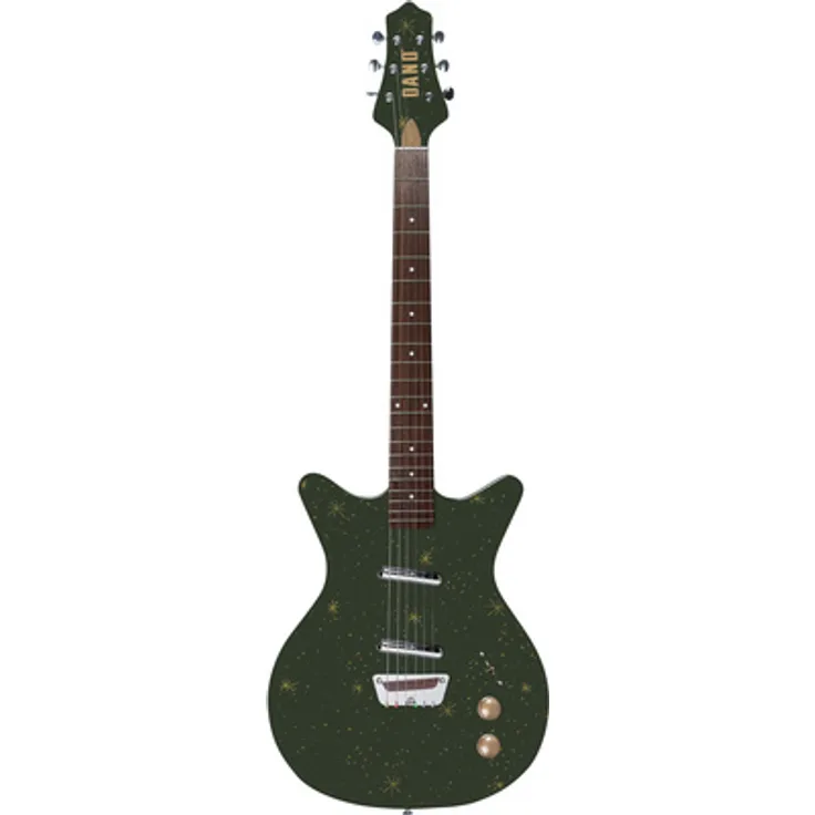 Danelectro Golden 1950's Green, E-Gitarre mit semi-hollow Korpus, 2 Lipstick Dano 50's Single Coils, Ahornhals, Palisandergriffbrett, grün