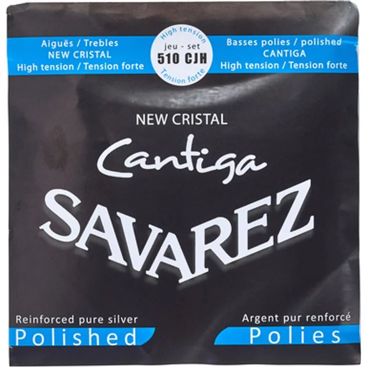 Savarez 510-CJH Cristal Cantiga, Gitarrensaiten für Konzertgitarre, High Tension, Diskant Clear Nylon, Basssaiten Reinsilber umsponnen und poliert