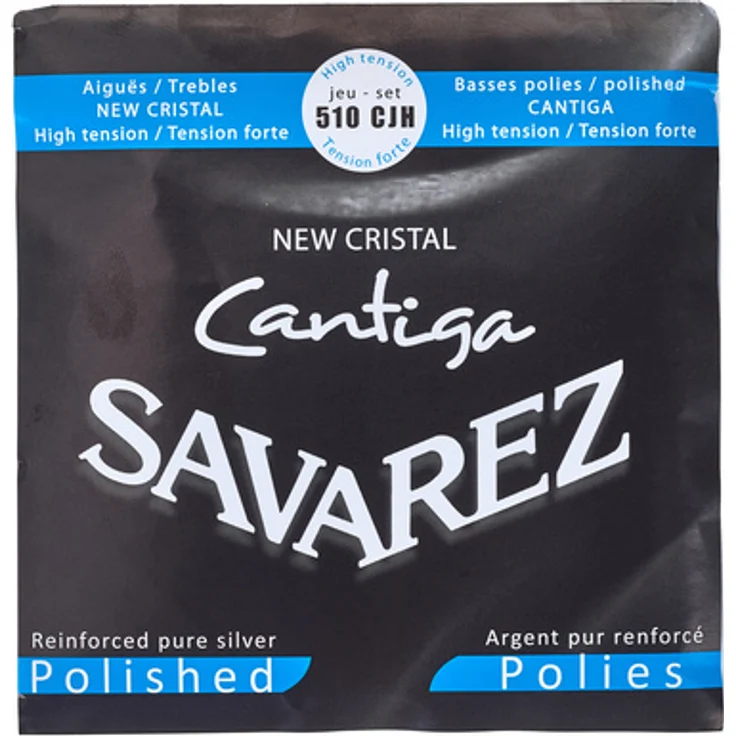 Savarez 510-CJH Cristal Cantiga, Gitarrensaiten für Konzertgitarre, High Tension, Diskant Clear Nylon, Basssaiten Reinsilber umsponnen und poliert