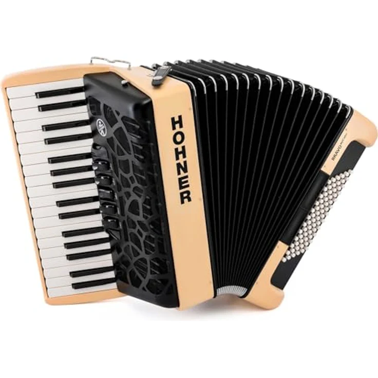 Hohner Bravo III 72 myColor Earth, Piano-Akkordeon mit 72 Bässen, 34 Diskanttasten und beige-roter Farbe – Bild 1