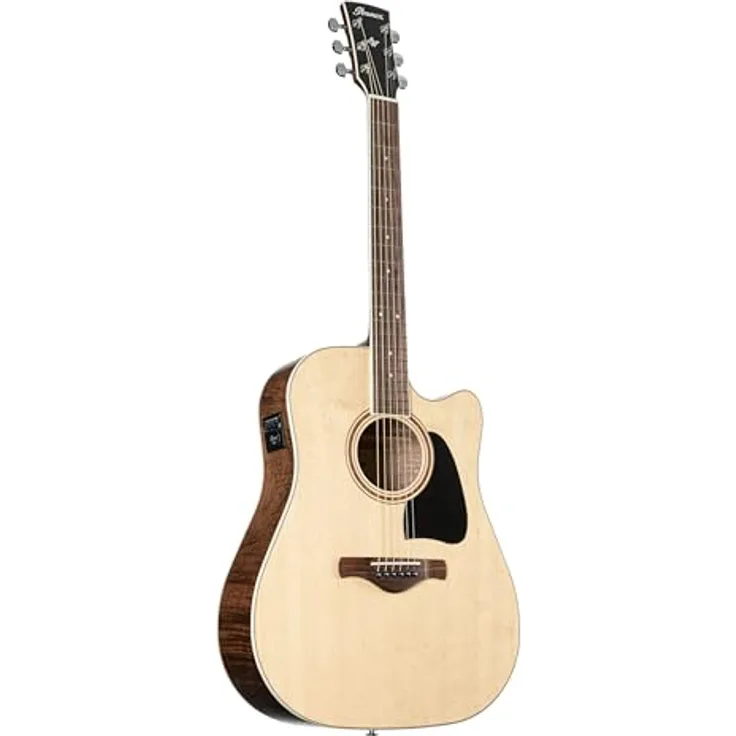 Ibanez AW417CE-OPS, Westerngitarre Dreadnought mit massiver Sitka Fichtendecke, geflammten Okoume Boden, Katalox Griffbrett und integriertem Tonabnehmer mit Stimmgerät, Natur offen porig
