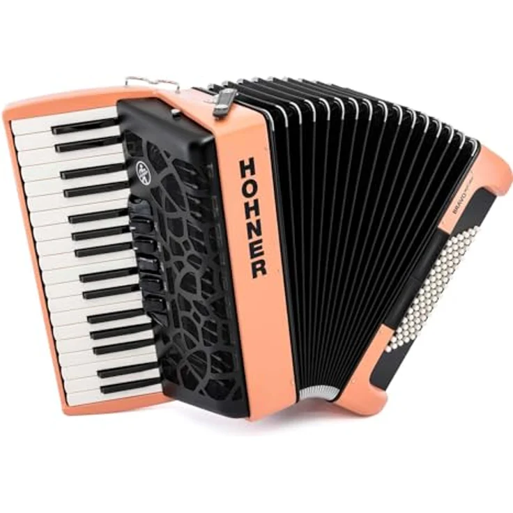 Hohner Bravo III 72 myColor Sunrise, Piano-Akkordeon mit 72 Bässen, 34 Diskanttasten und in Lightorange – Bild 1