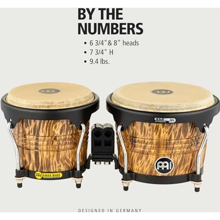 Meinl FWB190LB Marathon Designer Bongos, Leopard Burl, 6 3/4" Macho und 8" Hembra, Gummibaum, handselektierte Büffelfelle, Free Ride System – Bild 6