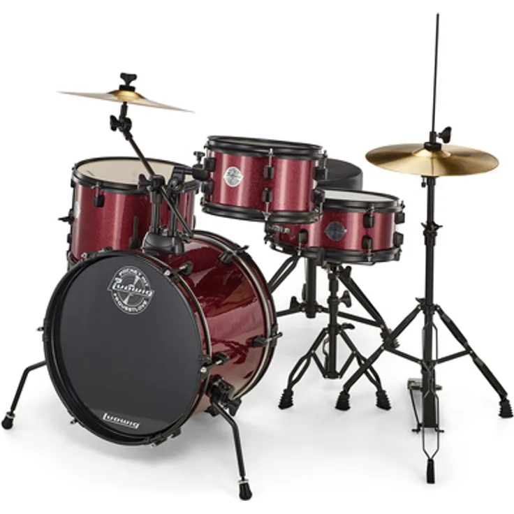 Ludwig Pocket Kit - Red Sparkle, Schlagzeugset für Kinder mit 16" Bass Drum und Online-Übungseinheiten von Questlove