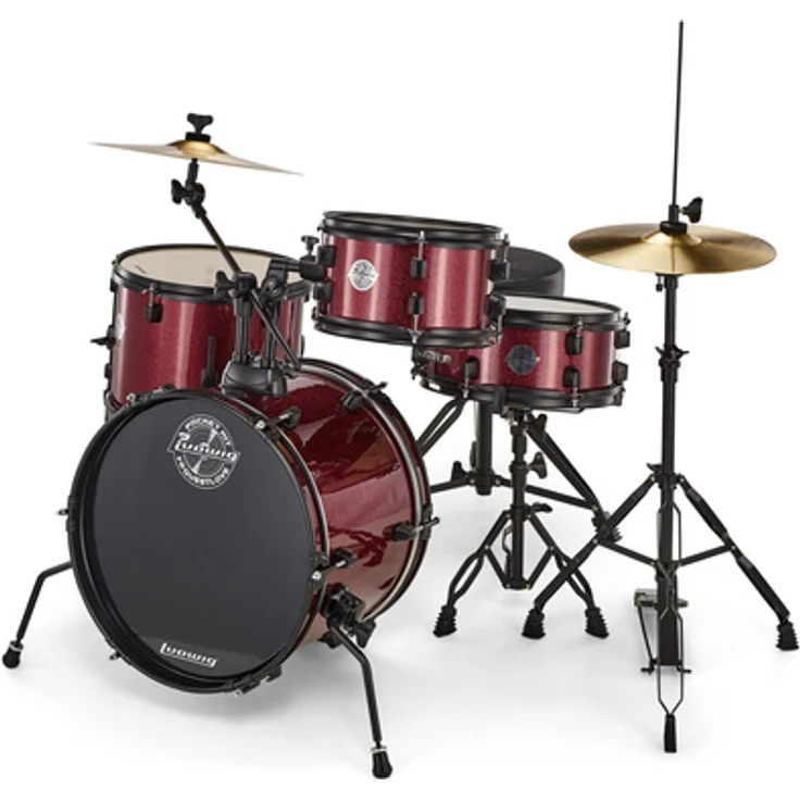 Ludwig Pocket Kit - Red Sparkle, Schlagzeugset für Kinder mit 16" Bass Drum und Online-Übungseinheiten von Questlove