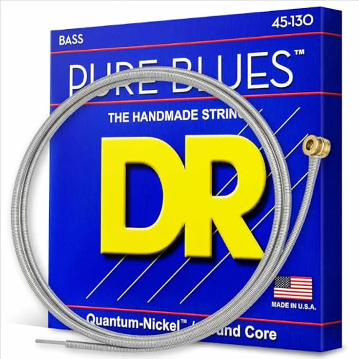 DR Strings Pure Blues PB5-130, E-Bass Saiten 5-Saiter Set, Quantum Nickel, Round Core, Medium/Heavy 45-130, handgefertigt in den USA – Bild 1