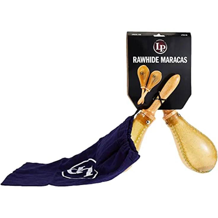 Latin Percussion LP862210 Salsa Rawhide Maracas, Paar aus natürlichem Rohleder mit Holzgriff – Bild 2