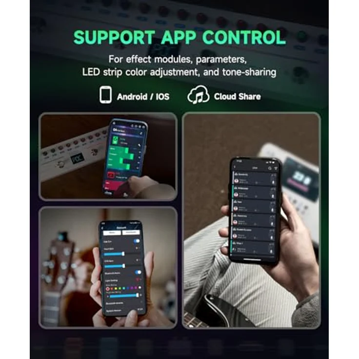 Flamma FB200 Effect Strip, intelligentes Multi-FX-Pedal für E-Bass mit 20 Modulationen und Bluetooth 5.0, schwarz – Bild 4