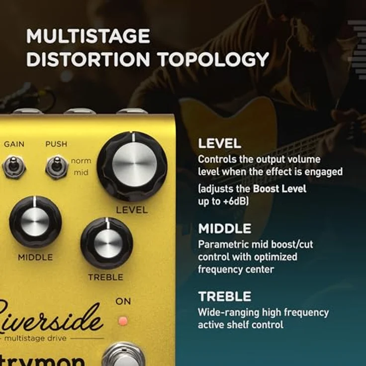 Strymon Riverside Overdrive-Pedal, analoge JFET-Eingangsstufe, True Bypass, gold eloxiertes Aluminium Gehäuse – Bild 5