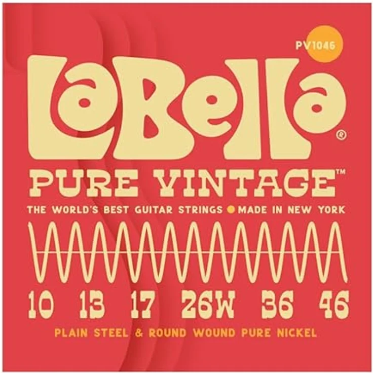 La Bella Pure Vintage PV1046, E-Gitarrensaiten im Regular Tension, Nickel, Vintage-Ton der 1950/60er Jahre, Saitenstärken: .010-.046, Made in USA – Bild 7