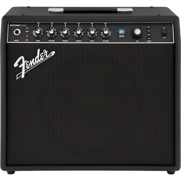 Fender Mustang LTX50, Modelling Combo Verstärker für E-Gitarre, 50 Watt mit 25 Amp- und Effektmodellen, schwarz